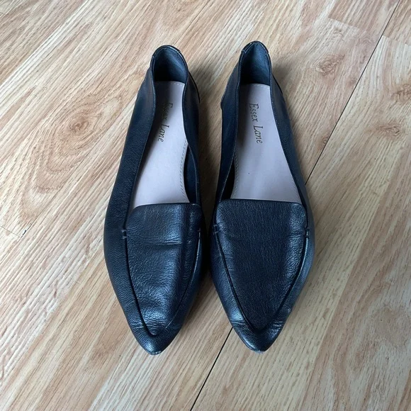 Essex Lane El-Aleanor Black Leather Pointy Loafers Size 7.5 M - Picture 2 of 9